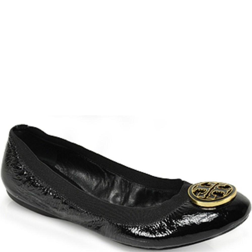 Tory Burch Black Patent Logo Ballet Flat
